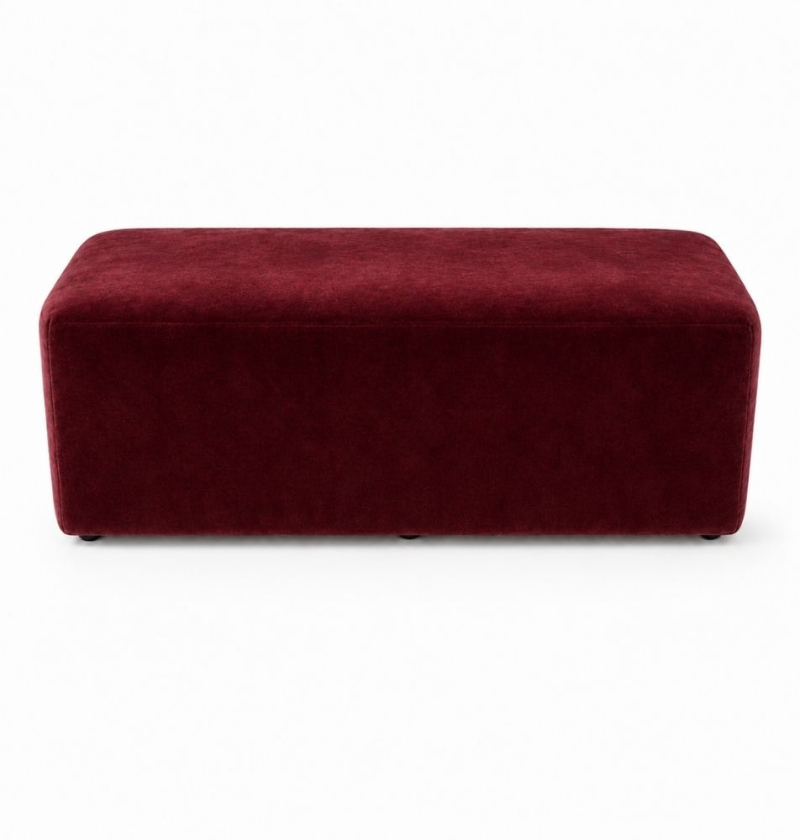 Ghế Bench Dài - Nhung Đỏ Burgundy