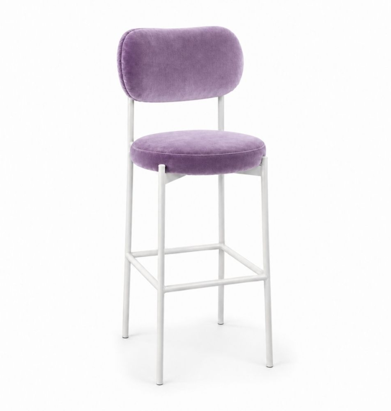 Ghế Velvet Bar Khung Trắng - Tím Lilac