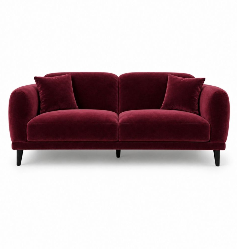 Sofa Đôi Lounge - Nhung Đỏ Burgundy